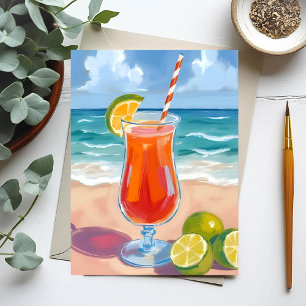 Strandcocktail Oceaangolven Watercolor Schilderi Briefkaart