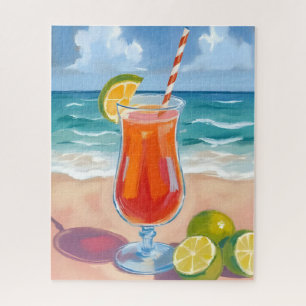 Strandcocktail Oceaangolven Watercolor Schilderi Legpuzzel