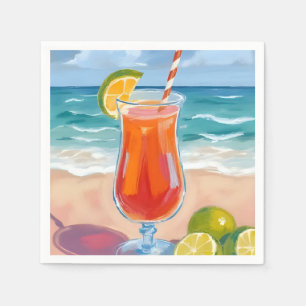 Strandcocktail Oceaangolven Watercolor Schilderi Servet