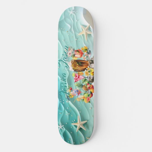 Strandcocktail Tropisch Fruit Oceaan Golf Zeester Skateboard (Voorkant)