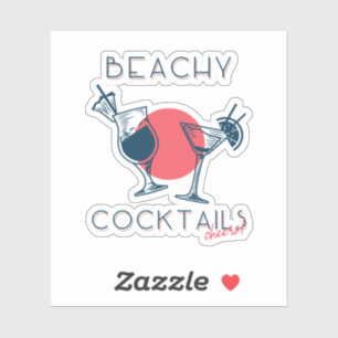 Strandcocktails Proost Feestje Kunst Sticker