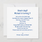 Stranddag, verjaardagsfeestje op het strand, haai  kaart (Achterkant)