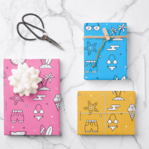 Stranddag Zomer Inpakpapier Set Vel