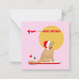 Stranddagen Gouden Kerst Pink Set Notitiekaartje