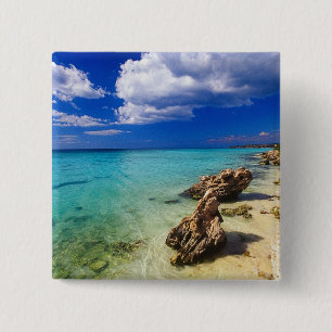 Stranden, Barahona, Dominicaanse Republiek, 3 Vierkante Button 5,1 Cm