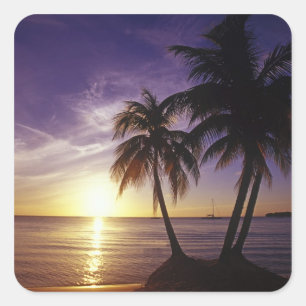 Stranden bij Negril, Jamaica 3 Vierkante Sticker