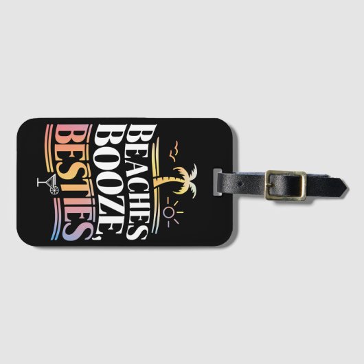 Stranden Booze & Besties Kokosnoot Zomer Bagagelabel (Voorkant (horizontaal))