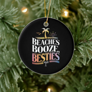 Stranden Booze & Besties Kokosnoot Zomer Keramisch Ornament