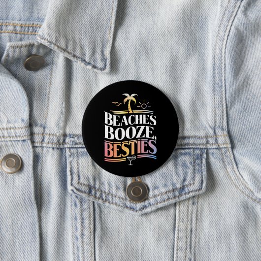 Stranden Booze & Besties Kokosnoot Zomer Ronde Button 7,6 Cm (In situ)