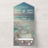 Stranden Bruiloft van Zee Glas Kust All In One Uitnodiging (Binnen)