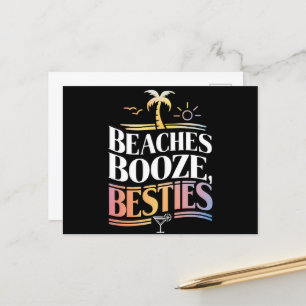 Stranden Drank & Beste Vrienden Kokospalm Zomer Briefkaart