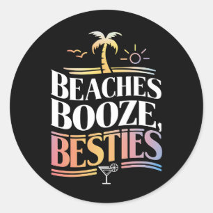 Stranden Drank & Beste Vriendinnen Kokospalm Zomer Ronde Sticker
