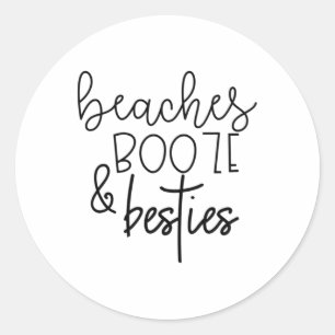 Stranden drank en besties Grappig Zomer BFF Gift H Ronde Sticker