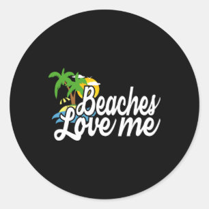 Stranden houden van me grappige tropische vakantie ronde sticker
