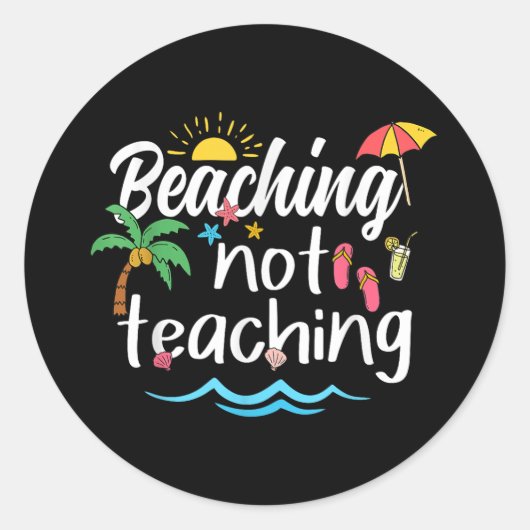 Stranden Niet Onderwijzen Zomer Vakantie Break Doc Ronde Sticker (Voorkant)