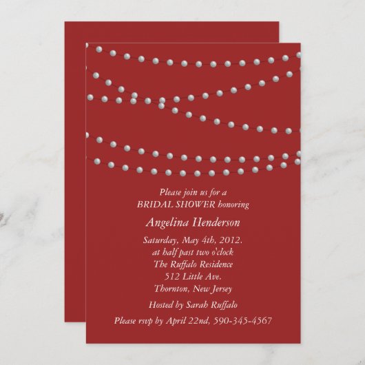 Stranden van parels op rood Vrijgezellenfeest Kaart (Voorkant / Achterkant)