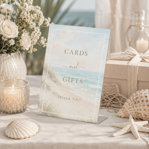 Strandfeest cadeaukaarten bord reclamebord met voetstuk