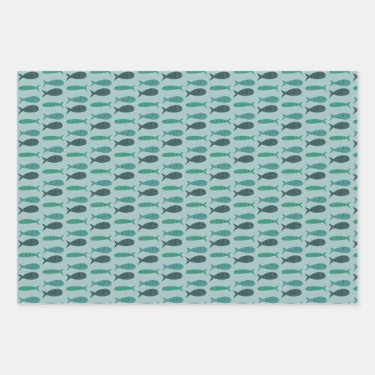 Strandfeest Drie Vissen Modern Cute Aangepast Inpakpapier Vel (Voorkant)