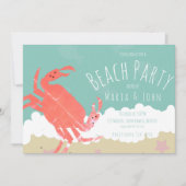 Strandfeest Krab Zand Oceaan Golven Kaart (Voorkant)