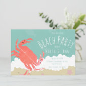 Strandfeest Krab Zand Oceaan Golven Kaart (Staand voorkant)
