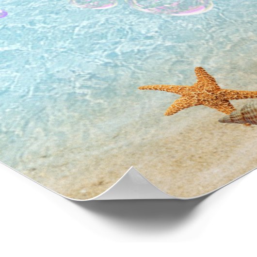 Strandfeest Luau Zoete Zestien Schelpen Zeemeeuwen Poster (Hoek)