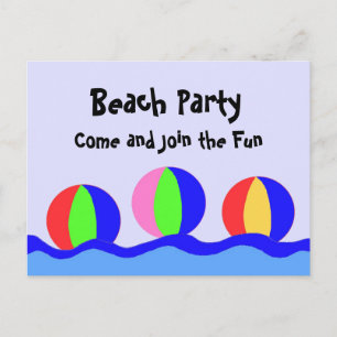 Strandfeest Met Strandballen Uitnodiging Briefkaart