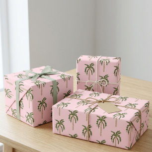 Strandfeest Palmboom Roze Cute Aangepast Inpakpapier Vel
