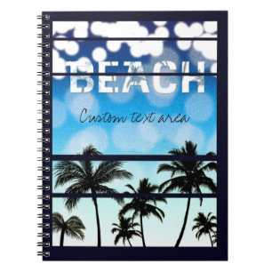 Strandfeest Palmboom Tropisch Oud Reisboek Notitieboek