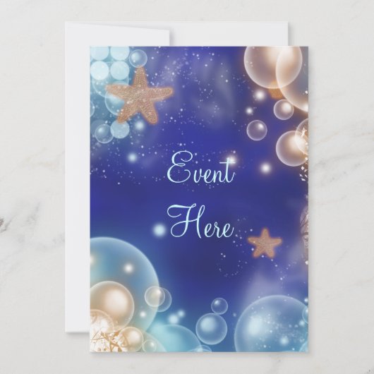 Strandfeest sterfish blauw kaart (Voorkant)