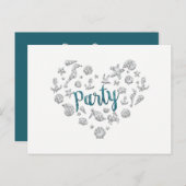 Strandfeest Teal Diamonds Uitnodiging Save the Dat (Voorkant / Achterkant)