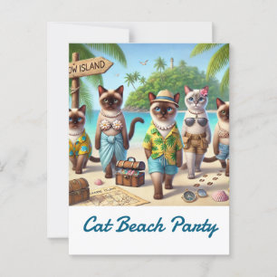 Strandfeest voor kattenliefhebbers Hawaï-thema Briefkaart
