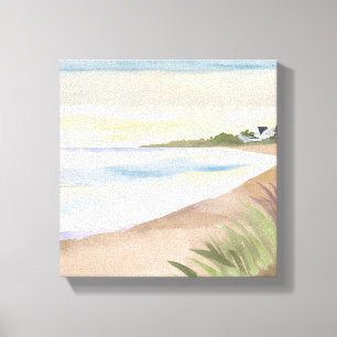Strandgolven Kustoceaan Aquarel Canvas Afdruk