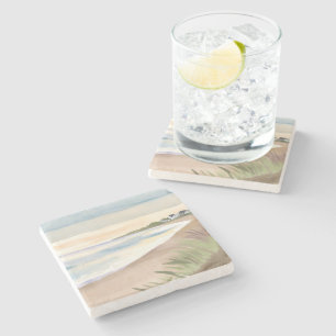 Strandgolven Kustoceaan aquarel Stenen Onderzetter