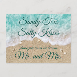 Strandgolven Sandy Toes Salty Kisses RSVP Briefkaa Uitnodiging Briefkaart