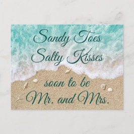 Strandgolven Sandy Toes Salty Kisses Save the Date Aankondigingskaart