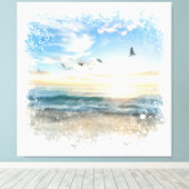 *~* Strandgolven Sunset Sunrise AR7 Canvas Afdruk (Insitu (Houten vloer))