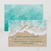 Strandgolven & Zeesterren RSVP Kaartje (Voorkant / Achterkant)