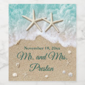 Strandgolven & zeesterren wijn etiket (Enkel label)