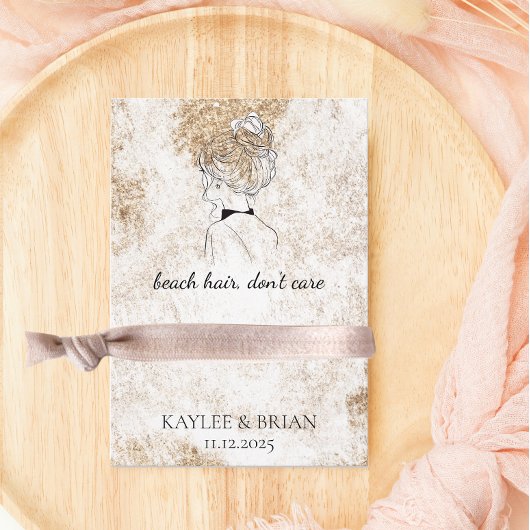 Strandhaar bruidsmeisje Scrunchie houder Informatiekaartje