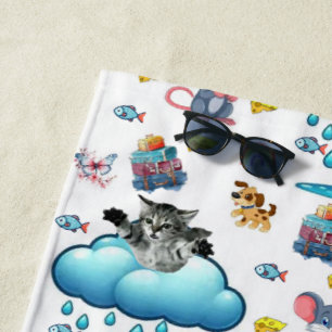 Strandhanddoek Kat Hond Muis Kaas Regenboog Vis Strandlaken