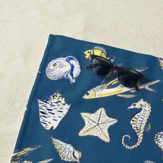 Strandhanddoek met schelpen en zeedieren strandlaken
