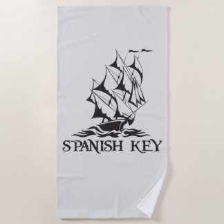 Strandhanddoek met zwarte logo - Spaanse sleutel Strandlaken