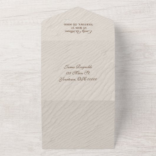 Strandharten in zand all in one uitnodiging (Buitenkant)