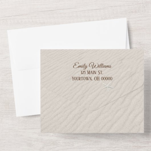 Strandharten in zand all in one uitnodiging (Achterkant)