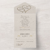 Strandhartjes in zand all in one uitnodiging (Binnen)