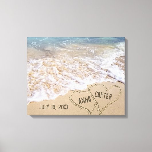 Strandhartjes met oceaangolven canvas afdruk (Voorkant)