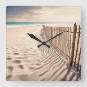 Strandhek in zand vierkante klok (Voorkant)
