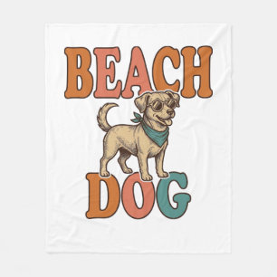 Strandhond Vintage Gravure Grafisch Ontwerp_1 Fleece Deken
