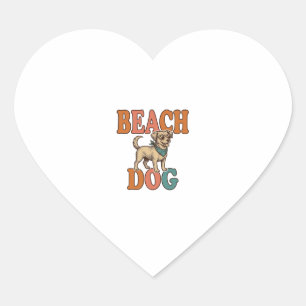 Strandhond Vintage Gravure Grafisch Ontwerp_1 Hart Sticker