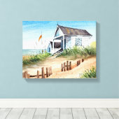 Strandhuis 14" x 11" canvas afdruk (Insitu (Houten vloer))